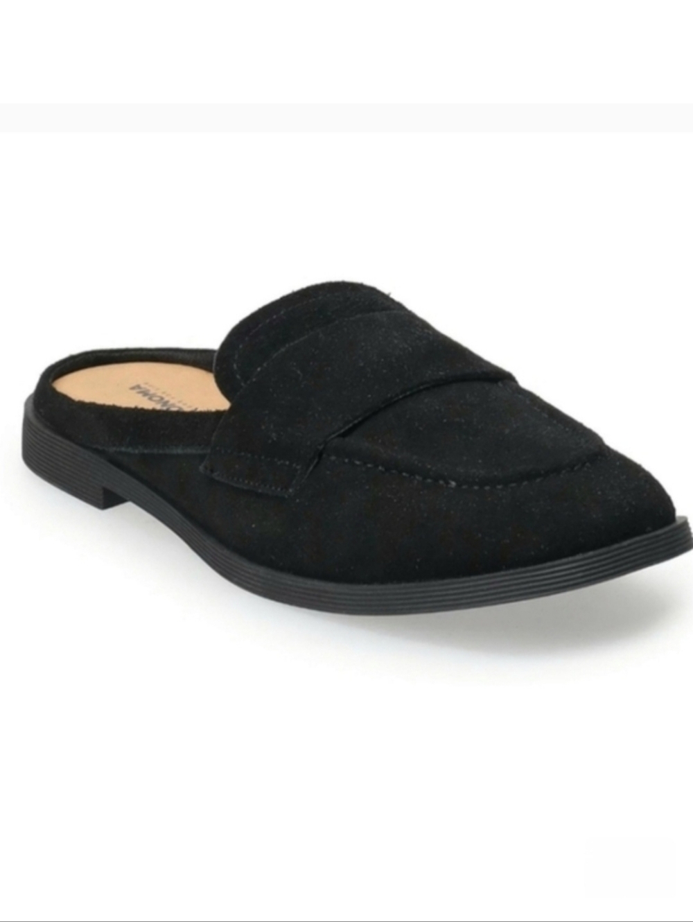 Sonoma Black Suede Leather Slip On Norma Loafer Mules Flats Square Toe Shoes 9